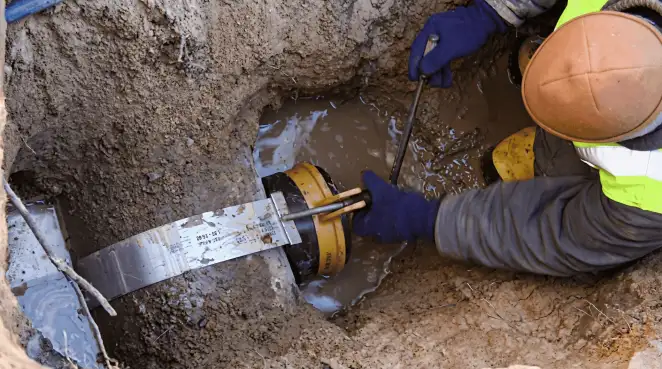 Technician performing underground drainage repair for foundation protection and gutter systems in Richmond, VA
